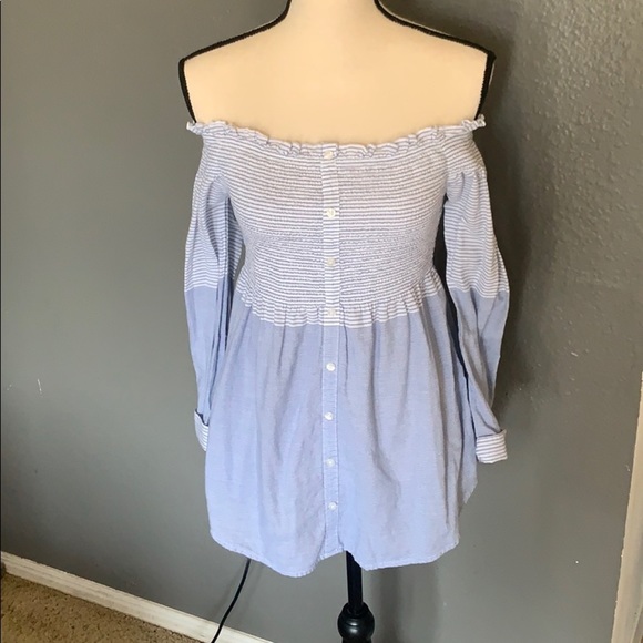 Primark Blue Off the Shoulder Fit & Flare Top size 4 - Picture 4 of 4